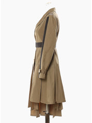 Pleated Lapel Trench – Cotton-poly Blend With Sculptural Flow