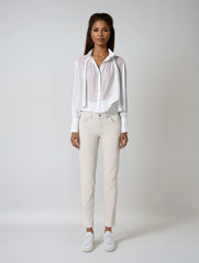 Irregular White Pleated Blouse