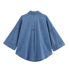Wide Sleeve Denim Shirt – Spring European-casual Edition