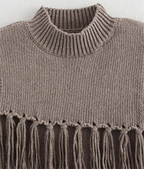 Women’s Chic Sleeveless Cascading Tassel Knit Vest Sweater