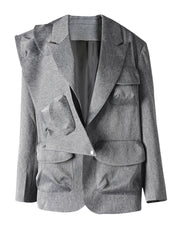 Gray Luxe Multi-Pocket Blazer