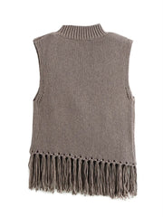 Women’s Chic Sleeveless Cascading Tassel Knit Vest Sweater