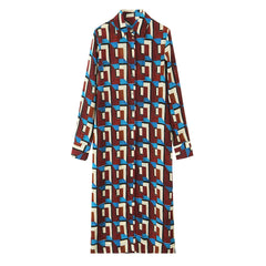 Spring Printed Flare Set – Long Shirt & Mid-waist Flare Pants