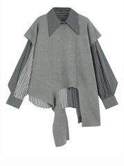 Striped Layered Asymmetrical Blouse