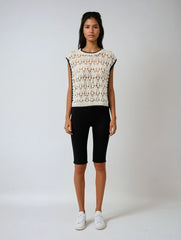 Color Block Hollow-Out Knit Vest – Casual Chic Elegance