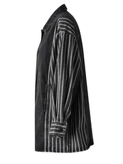 Black Striped Denim Blouse