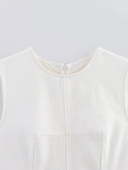 Summer Casual Solid Pocket Top