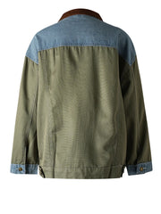 Color-Block Casual Denim & Twill Jacket