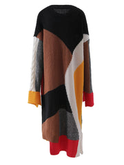 Black Multi-Color Block Oversized Sweater Dress