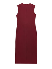 Classic O-Collar Sleeveless Midi Dress