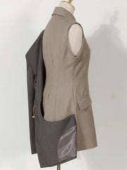 Color-block Hollow Blazer