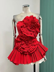 Flowered Pleat Tank Top