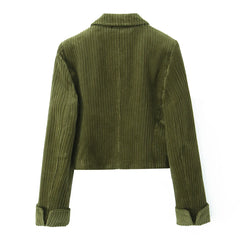 Olive Green Corduroy Jacket & Mini Skirt Set