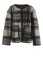 Classic Plaid Wool-Blend Toggle Coat