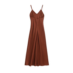 Elegant Satin V-neck Camisole Dress