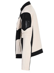 Faux Leather Color-Block Jacket