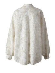 Beige Embroidered Loose-Fit Blouse