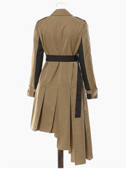 Pleated Lapel Trench – Cotton-poly Blend With Sculptural Flow