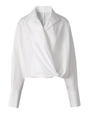 White Irregular Wrap Blouse