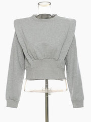 Gray Pleated Pullover Sweatshirt