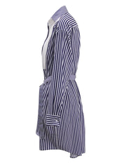 Striped Color-block Belted Shirt