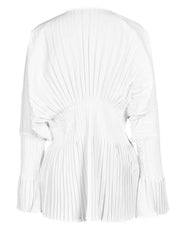 Elegant V-Neck Pleated Blouse