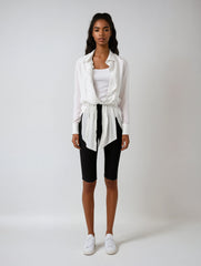 White Irregular Knot Shirt Dress