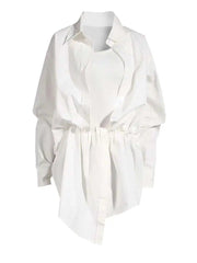 White Irregular Knot Shirt Dress