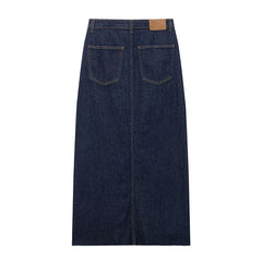 Denim Crop Top and Maxi Skirt Set