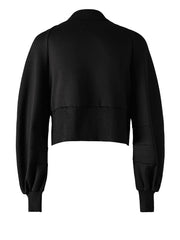 Urban Contrast V-Neck Color-Block Denim Bomber