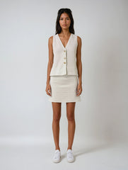 Ivory Knitted Vest & Mini Skirt Set
