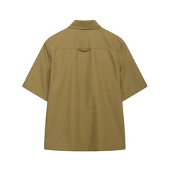 Single-breasted Shirt & Front-zip Shorts With Pockets