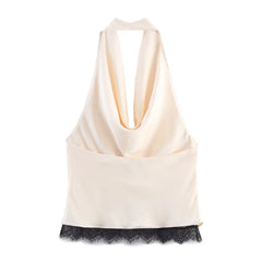 Satin Lace Halter Top & Midi Skirt Set