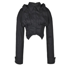 Irregular Lapel Cropped Blouse