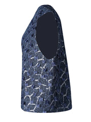 Navy Sequin Casual Denim Vest