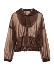 Lady Commuting Long Sleeve Hooded Collar Outerwear