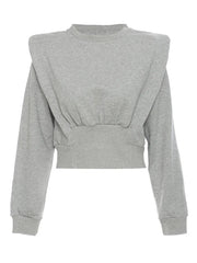 Gray Pleated Pullover Sweatshirt