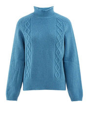 Cozy Blue Turtleneck Knit Sweater