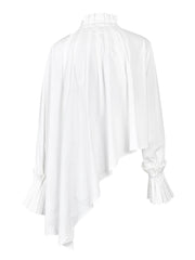 Irregular White Pleated Blouse