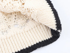 Color Block Hollow-Out Knit Vest – Casual Chic Elegance