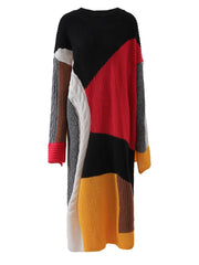 Black Multi-Color Block Oversized Sweater Dress