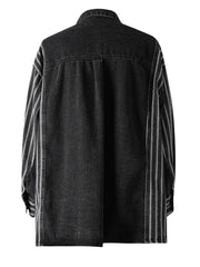 Black Striped Denim Blouse