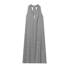 V-neck Halter Backless Midi Dress