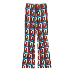 Spring Printed Flare Set – Long Shirt & Mid-waist Flare Pants