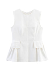 Summer Casual Solid Pocket Top