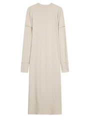 Apricot Trompe-l’œil Corset-Print Knit Maxi Dress