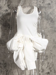 White Irregular Knot Shirt Dress