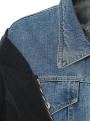 Colorblock Denim Hybrid Jacket – Cotton-poly Mix