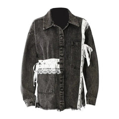 Lace-Trimmed Denim Jacket