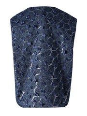 Navy Sequin Casual Denim Vest